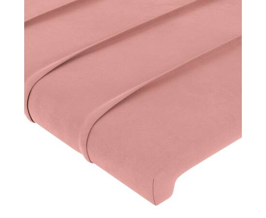 Tăblie de pat cu led, roz, 147x16x118/128 cm, catifea, 6 image