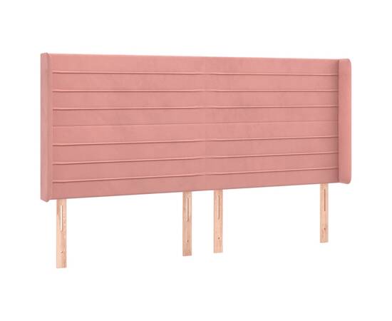 Tăblie de pat cu led, roz, 163x16x118/128 cm, catifea, 3 image