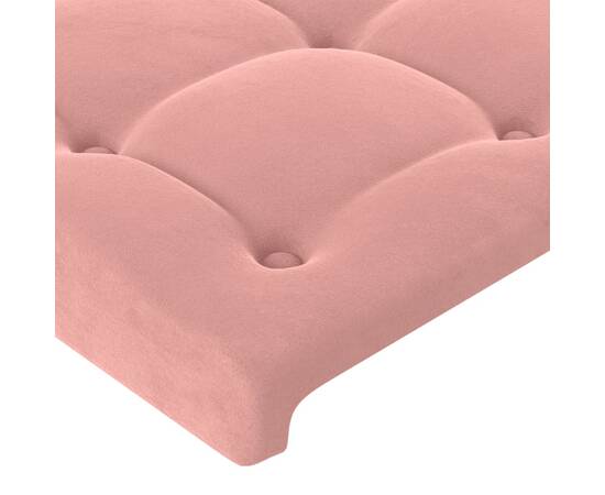 Tăblie de pat cu led, roz, 183x16x118/128 cm, catifea, 5 image