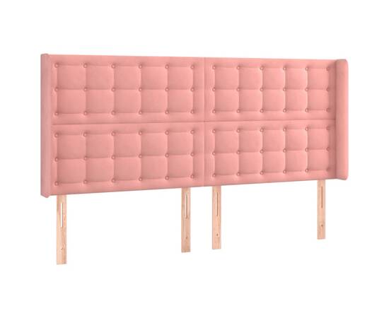 Tăblie de pat cu led, roz, 183x16x118/128 cm, catifea, 3 image