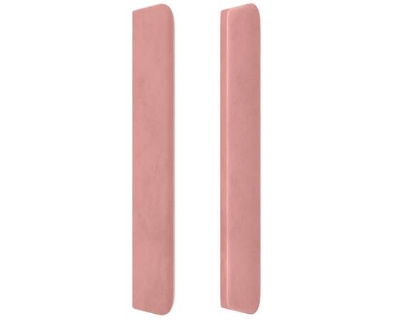 Tăblie de pat cu led, roz, 203x16x118/128 cm, catifea, 5 image