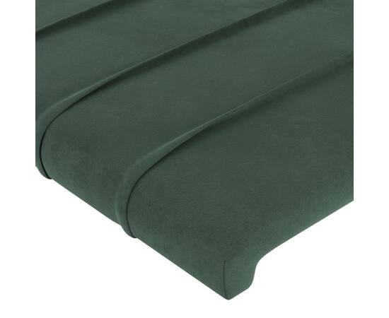Tăblie de pat cu led, verde închis, 203x16x118/128 cm, catifea, 6 image