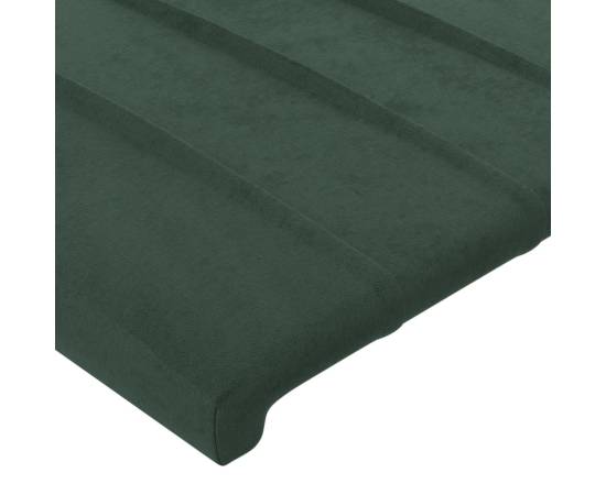 Tăblie de pat cu led, verde închis, 93x16x118/128cm, catifea, 6 image