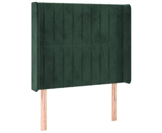 Tăblie de pat cu led, verde închis, 93x16x118/128cm, catifea, 3 image