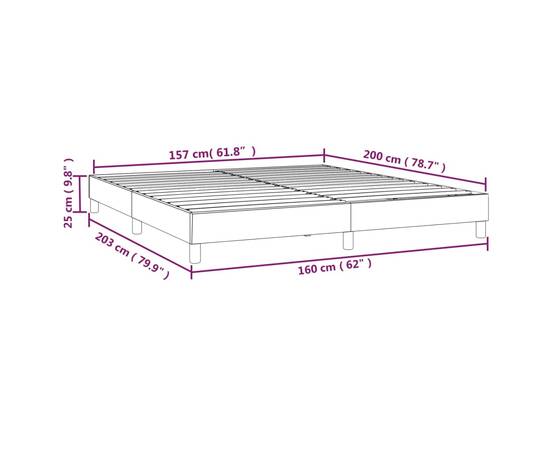 Cadru pat box spring, gri închis, 160x200 cm, catifea, 9 image