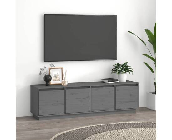 Comodă tv, gri, 156x37x45 cm, lemn masiv de pin