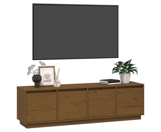 Comodă tv, maro miere, 156x37x45 cm, lemn masiv de pin, 4 image