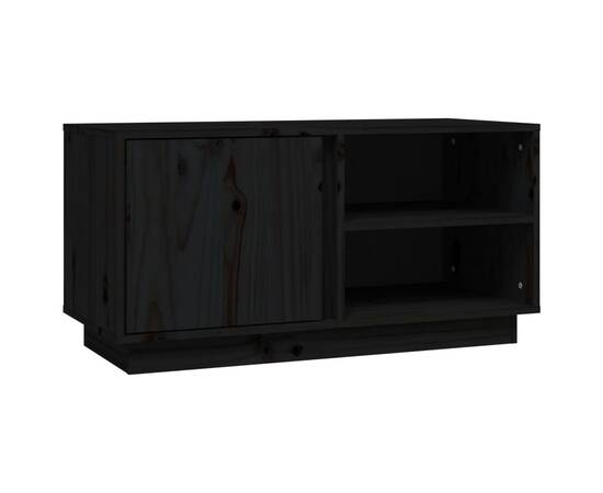 Comodă tv, negru, 80x35x40,5 cm, lemn masiv de pin, 2 image