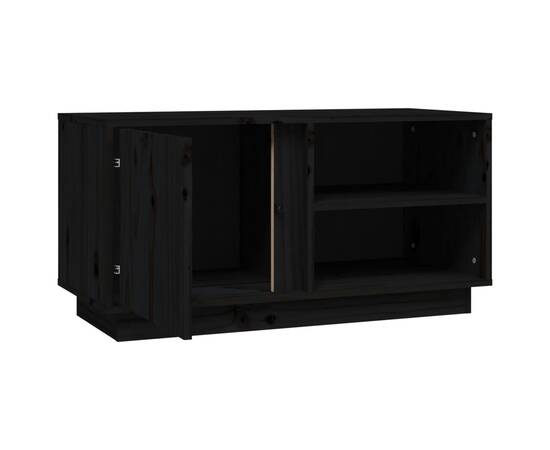 Comodă tv, negru, 80x35x40,5 cm, lemn masiv de pin, 7 image