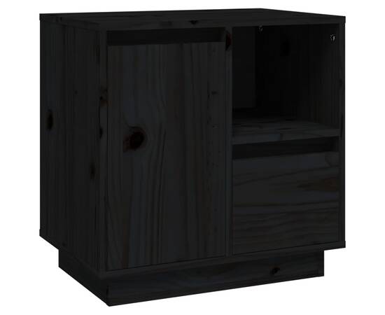 Noptieră, negru, 50x34x50 cm, lemn masiv de pin, 2 image