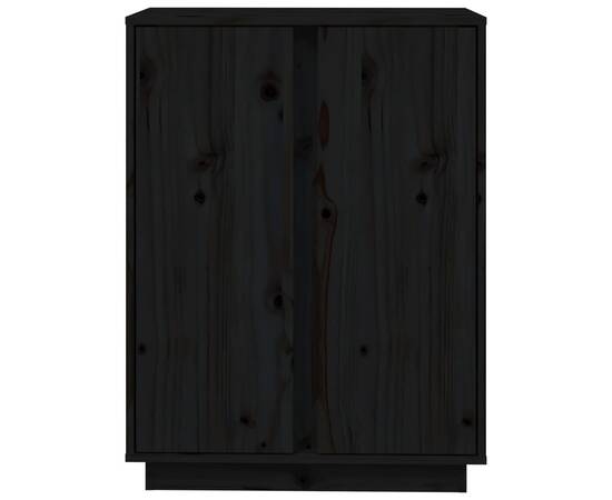 Servantă, negru, 60x35x80 cm, lemn masiv de pin, 6 image