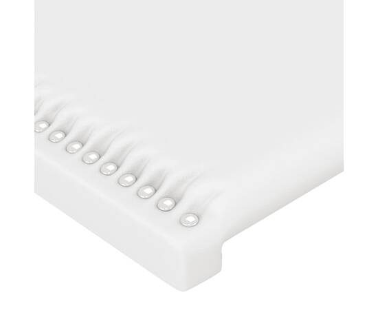 Tăblie de pat cu led, alb, 80x5x118/128 cm, piele ecologică, 5 image