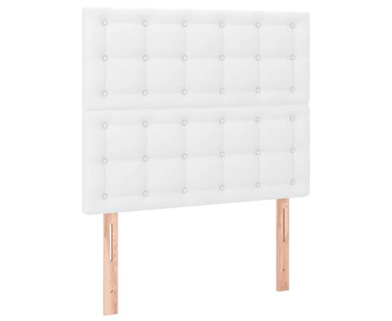 Tăblie de pat cu led, alb, 80x5x118/128 cm, piele ecologică, 4 image