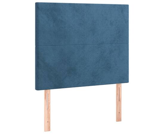 Tăblie de pat cu led, albastru închis, 100x5x118/128cm, catifea, 4 image