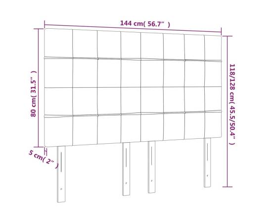 Tăblie de pat cu led, albastru închis, 144x5x118/128cm, catifea, 6 image