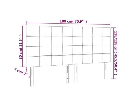 Tăblie de pat cu led, albastru închis, 180x5x118/128cm, catifea, 6 image