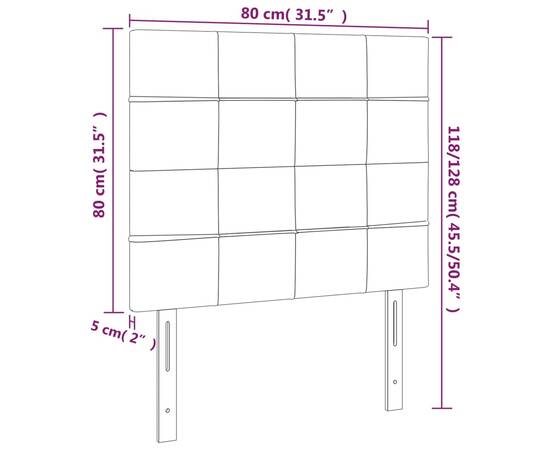 Tăblie de pat cu led, albastru închis, 80x5x118/128cm, catifea, 6 image