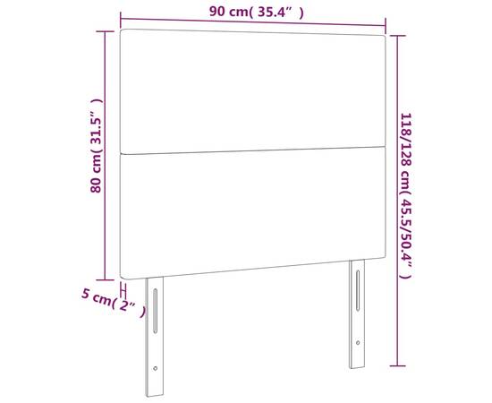 Tăblie de pat cu led, albastru închis, 90x5x118/128 cm, catifea, 6 image