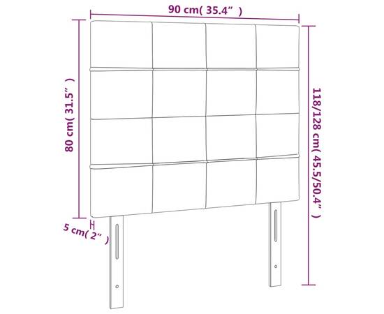 Tăblie de pat cu led, albastru închis, 90x5x118/128 cm, catifea, 6 image