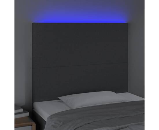 Tăblie de pat cu led, gri închis, 100x5x118/128 cm, textil, 3 image