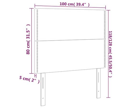 Tăblie de pat cu led, gri deschis, 100x5x118/128 cm, textil, 6 image