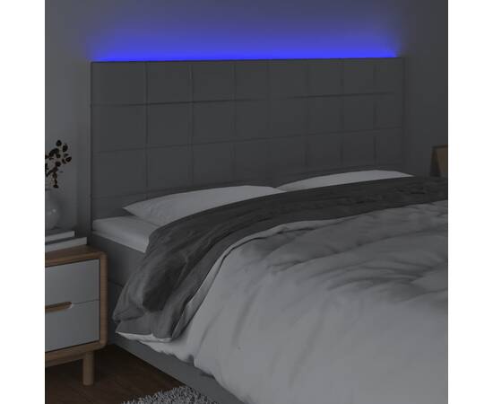 Tăblie de pat cu led, gri deschis, 160x5x118/128 cm, textil, 3 image