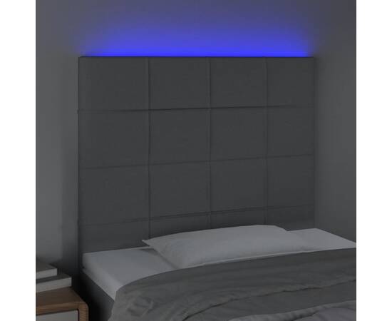 Tăblie de pat cu led, gri deschis, 80x5x118/128 cm, textil, 3 image