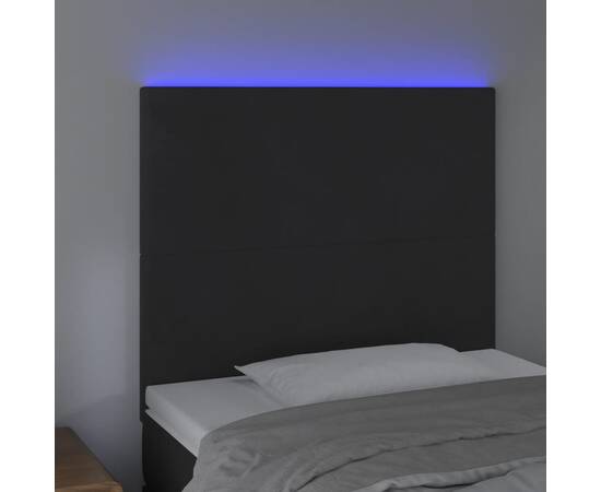 Tăblie de pat cu led, negru, 100x5x118/128 cm, catifea, 3 image