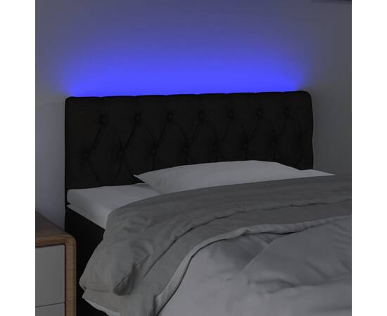 Tăblie de pat cu led, negru, 100x7x78/88 cm, textil, 3 image