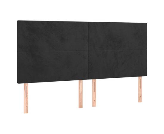 Tăblie de pat cu led, negru, 160x5x118/128 cm, catifea, 4 image