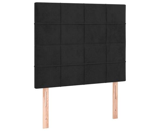 Tăblie de pat cu led, negru, 80x5x118/128 cm, catifea, 4 image