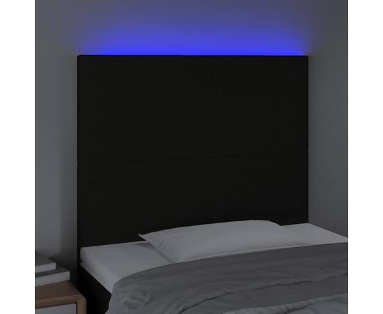 Tăblie de pat cu led, negru, 80x5x118/128 cm, textil, 3 image