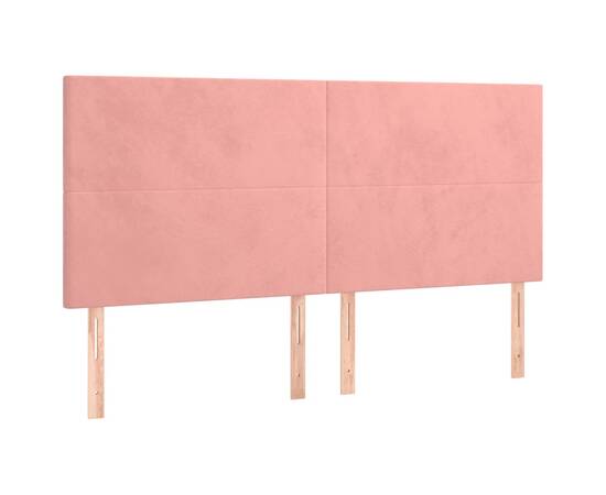 Tăblie de pat cu led, roz, 180x5x118/128 cm, catifea, 4 image