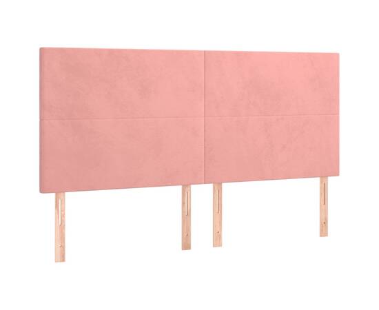 Tăblie de pat cu led, roz, 200x5x118/128 cm, catifea, 4 image