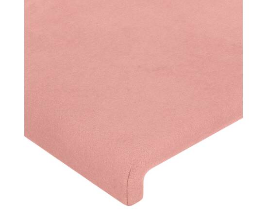 Tăblie de pat cu led, roz, 90x5x118/128 cm, catifea, 5 image