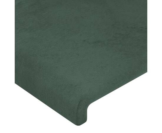 Tăblie de pat cu led, verde închis, 144x5x118/128 cm, catifea, 5 image