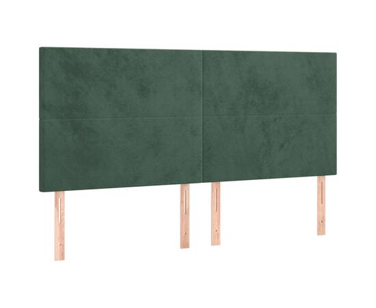 Tăblie de pat cu led, verde închis, 160x5x118/128 cm, catifea, 4 image