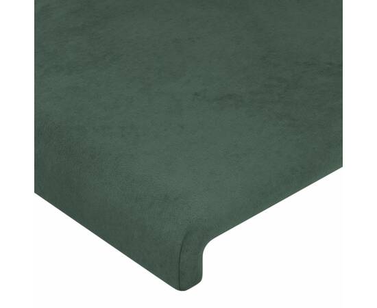 Tăblie de pat cu led, verde închis, 160x5x118/128 cm, catifea, 5 image