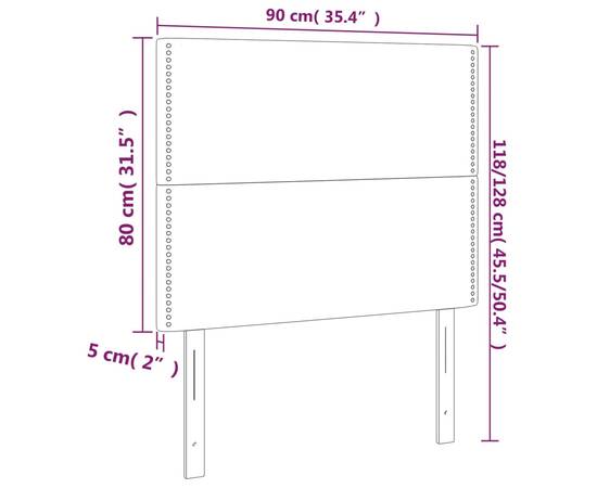 Tăblie de pat cu led cappuccino 90x5x118/128cm, piele ecologică, 6 image