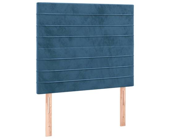 Tăblie de pat cu led, albastru închis, 100x5x118/128cm, catifea, 4 image