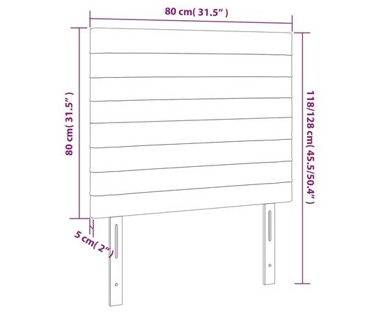 Tăblie de pat cu led, albastru închis, 80x5x118/128cm, catifea, 6 image