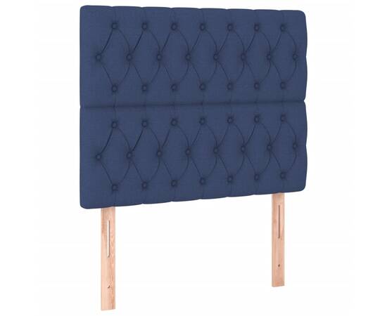 Tăblie de pat cu led, albastru, 90x7x118/128 cm, textil, 4 image