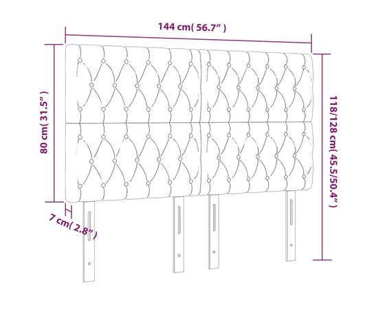 Tăblie de pat cu led, gri deschis, 144x7x118/128 cm, textil, 6 image