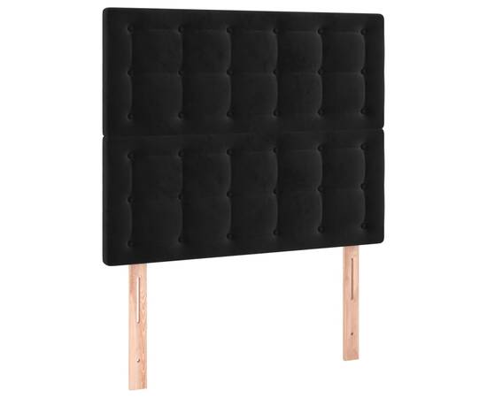 Tăblie de pat cu led, negru, 100x5x118/128 cm, catifea, 4 image
