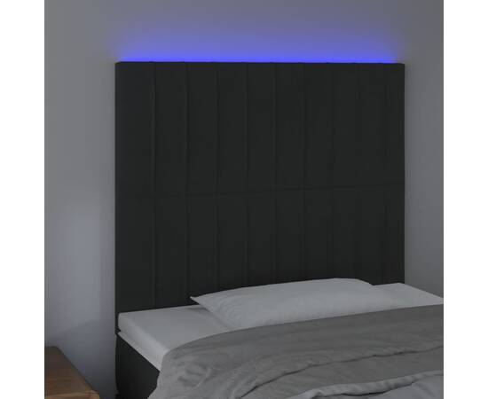 Tăblie de pat cu led, negru, 100x5x118/128 cm, catifea, 3 image