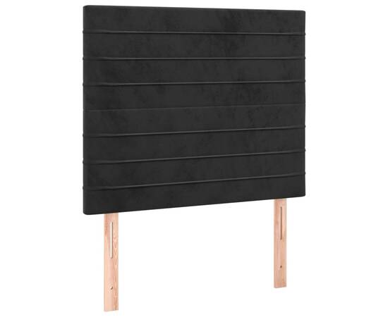 Tăblie de pat cu led, negru, 100x5x118/128 cm, catifea, 4 image