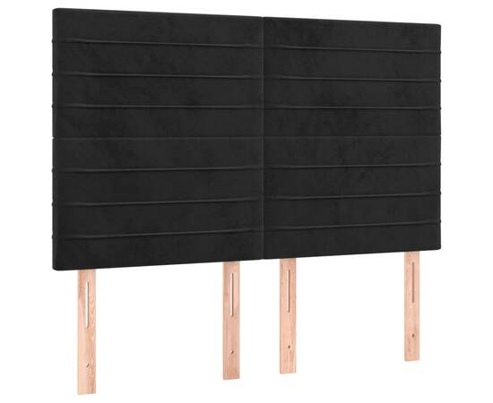 Tăblie de pat cu led, negru, 144x5x118/128 cm, catifea, 4 image