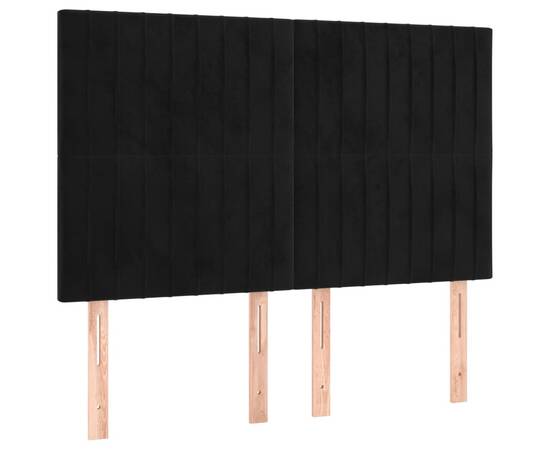 Tăblie de pat cu led, negru, 144x5x118/128 cm, catifea, 4 image