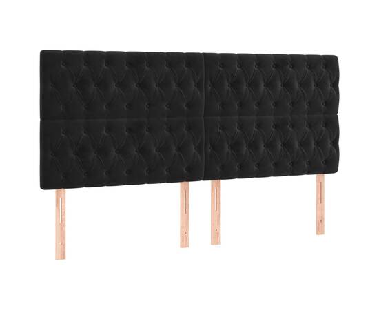 Tăblie de pat cu led, negru, 180x7x118/128 cm, catifea, 4 image