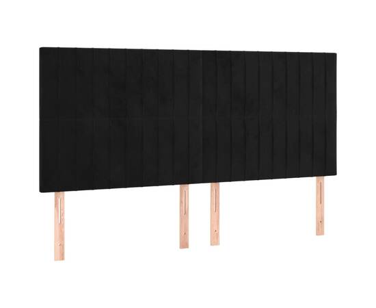 Tăblie de pat cu led, negru, 183x16x118/128 cm, catifea, 4 image